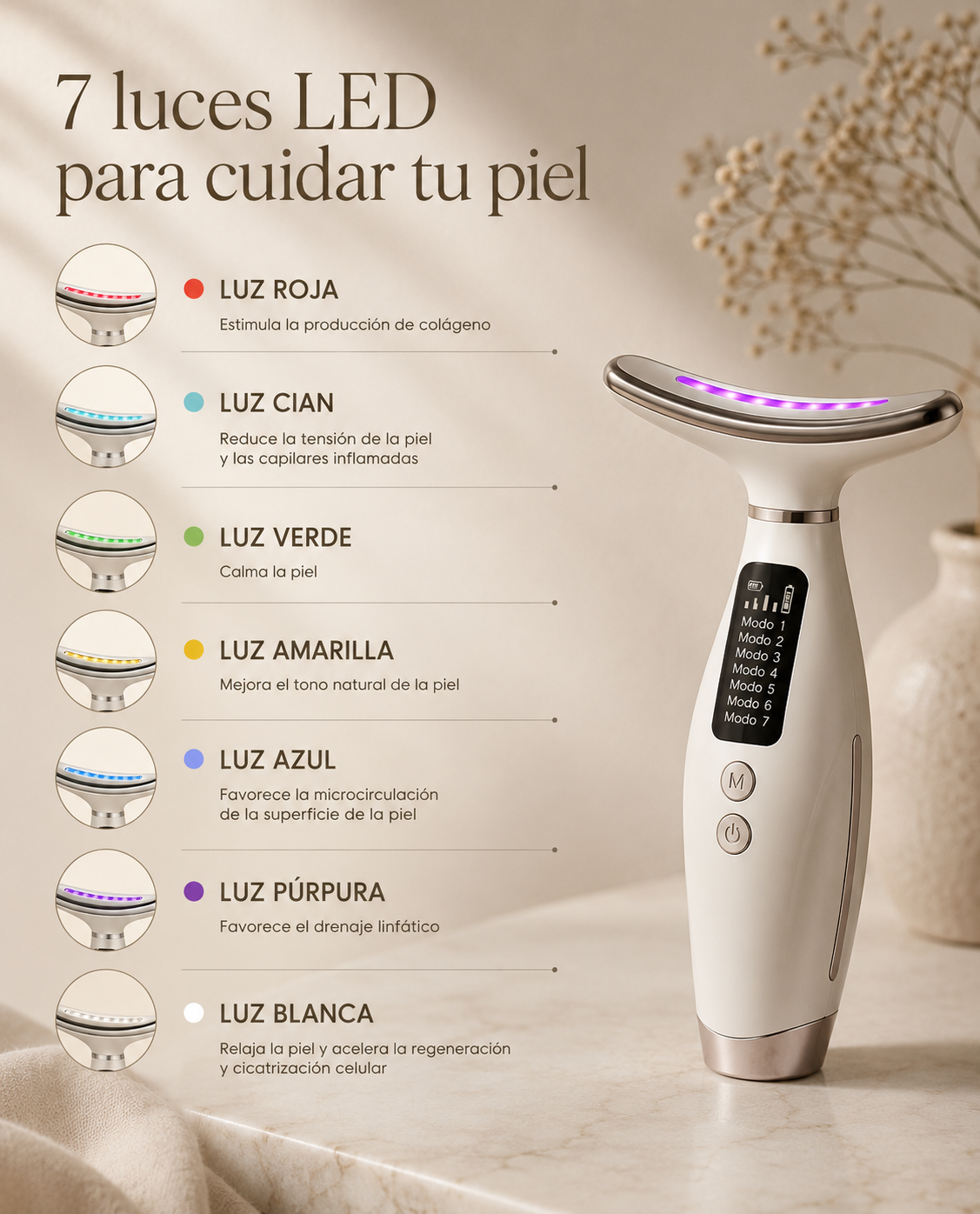 Masajeador Cervical y Facial LED