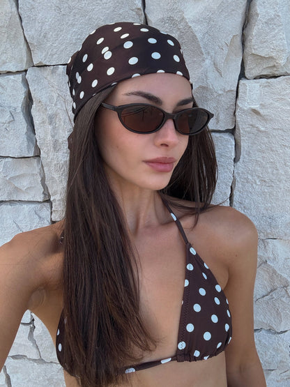 Havana Head Scarf Chocolate Polka