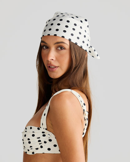 Havana Head Scarf Ivory Polka