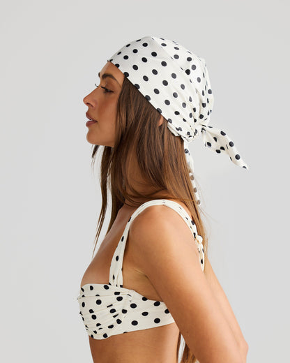 Havana Head Scarf Ivory Polka